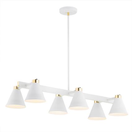 Argon 2551 - Lampadario su palo AVALONE 6xE27/15W/230V bianco/oro