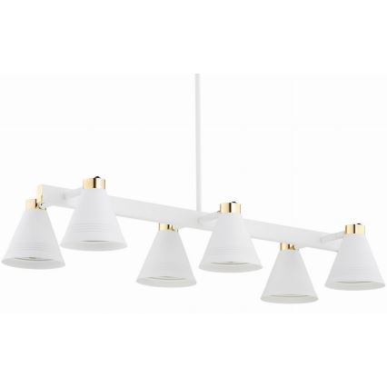 Argon 2551 - Lampadario su palo AVALONE 6xE27/15W/230V bianco/oro