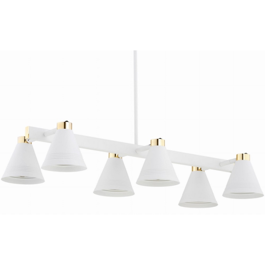 Argon 2551 - Lampadario su palo AVALONE 6xE27/15W/230V bianco/oro
