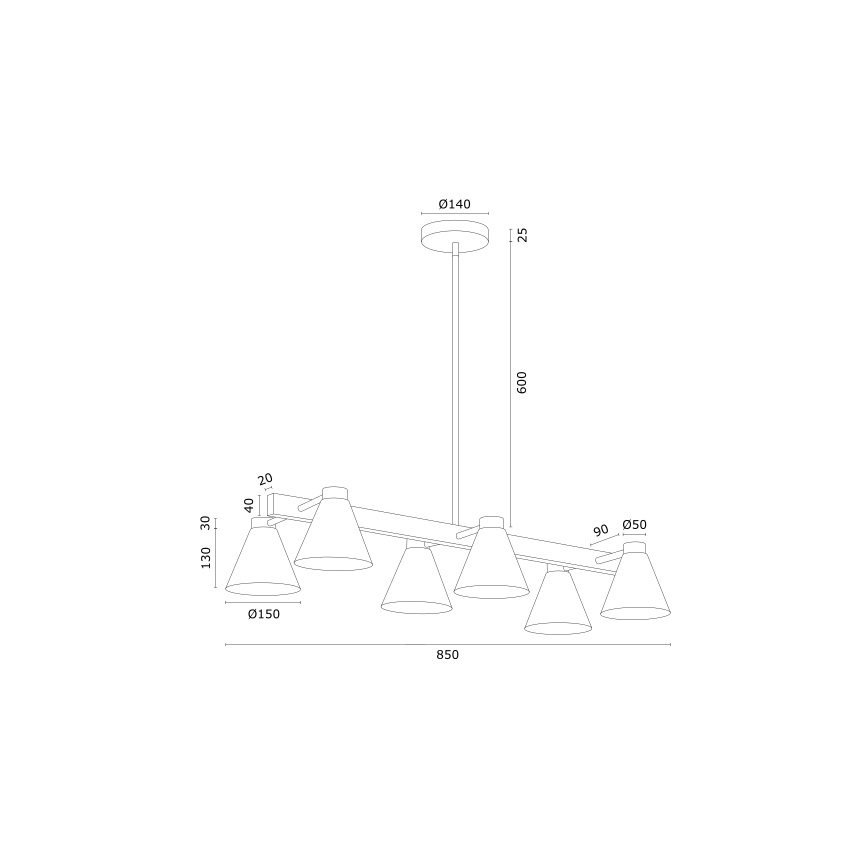 Argon 2551 - Lampadario su palo AVALONE 6xE27/15W/230V bianco/oro