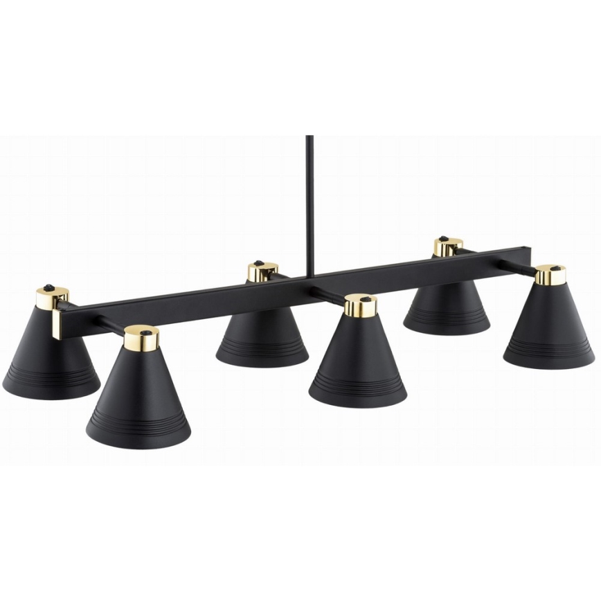 Argon 2552 - Lampadario su palo AVALONE 6xE27/15W/230V nero/oro