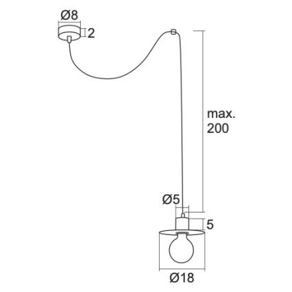 Argon 3834 - Lampadario su corda CORSO 1xE27/15W/230V bianco