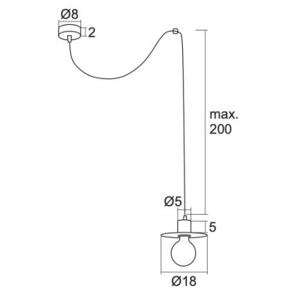 Argon 3835 - Lampadario su corda CORSO 1xE27/15W/230V nero