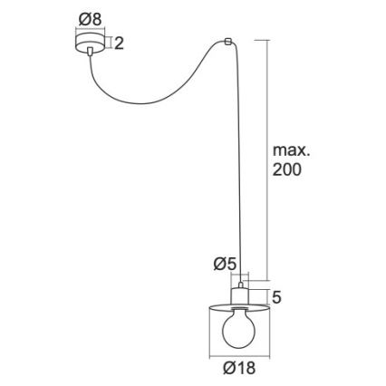 Argon 3836 - Lampadario su corda CORSO 1xE27/15W/230V cromo lucido