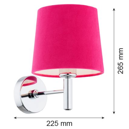 Argon 3909 - Applique BOLZANO 1xE27/15W/230V rosa/cromo lucido