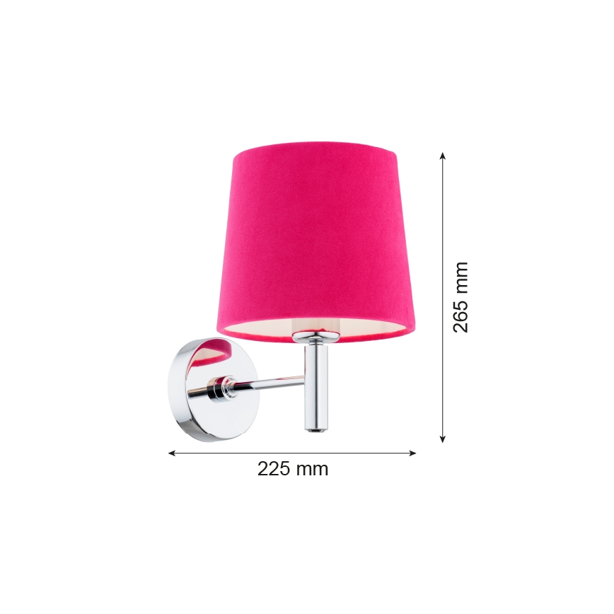 Argon 3909 - Applique BOLZANO 1xE27/15W/230V rosa/cromo lucido