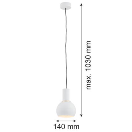 Argon 4215 - Lampadario a sospensione con filo SINES 1xE27/15W/230V d. 14 cm bianco