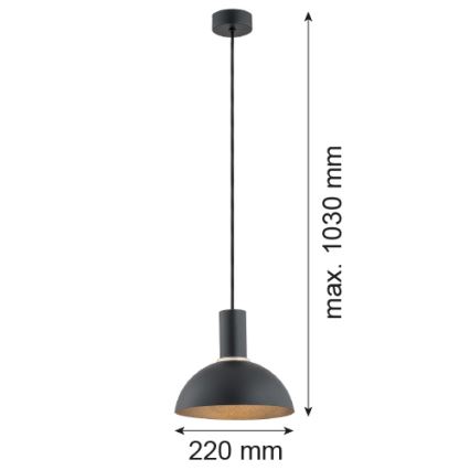 Argon 4222 - Lampadario a sospensione con filo SINES 1xE27/15W/230V d. 28 cm nero