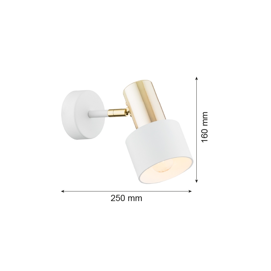 Argon 4264 - Faretto da muro DORIA 1xE27/15W/230V bianco/ottone