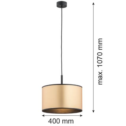 Argon 4291 - Lampadario su corda KARIN 1xE27/15W/230V ottone/nero