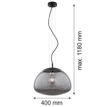 Argon 4350 - Lampadario a sospensione con filo TRINI 1xE27/15W/230V nero