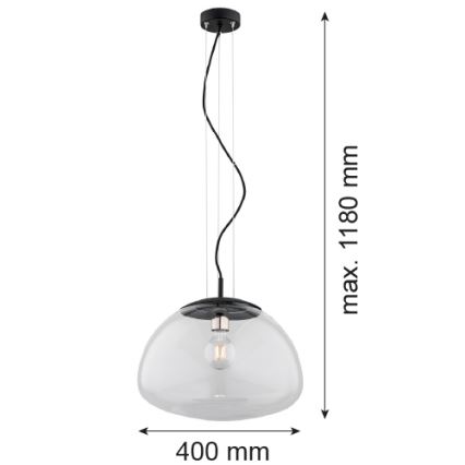 Argon 4351 - Lampadario su filo TRINI 1xE27/15W/230V d. 40 cm nero