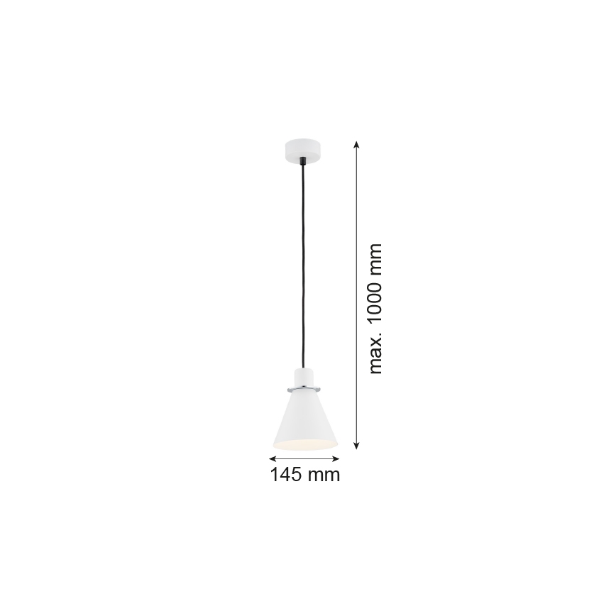 Argon 4681 - Lampadario su corda BEVERLY 1xE27/15W/230V bianco/cromo lucido