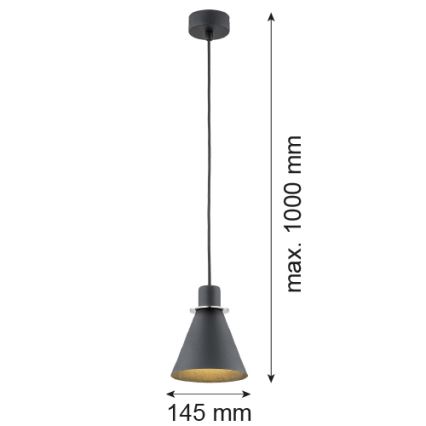 Argon 4688 - Lampadario su filo BEVERLY 1xE27/15W/230V nero/cromo luminoso