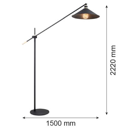 Argon 4732 - Lampada da terra NASHVILLE 1xE27/15W/230V nera