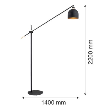 Argon 4735 - Lampada da terra DETROIT 1xE27/15W/230V nera