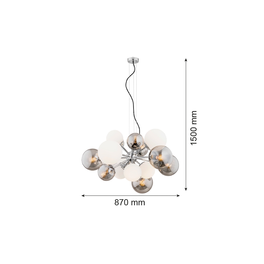 Argon 5020 - Lampadario a sospensione con filo SATELITE 15xE27/15W/230V cromo lucido/bianco