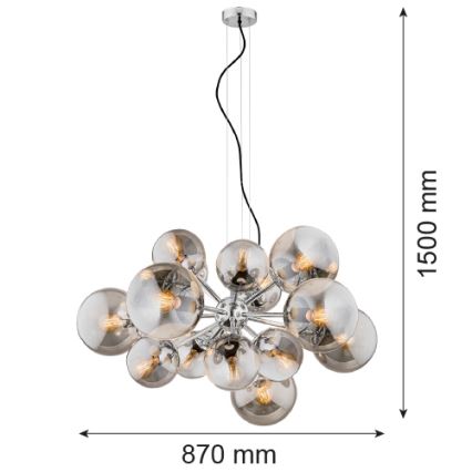 Argon 5022 - Lampadario a sospensione con filo SATELITE 15xE27/15W/230V cromo lucido