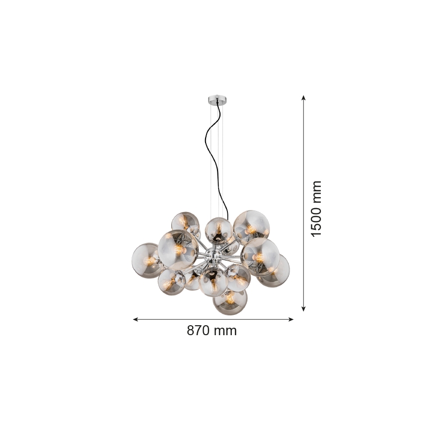 Argon 5022 - Lampadario a sospensione con filo SATELITE 15xE27/15W/230V cromo lucido