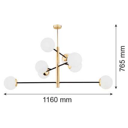 Argon 5041 - Lampadario su palo CAMERON 8xE27/15W/230V ottone/nero