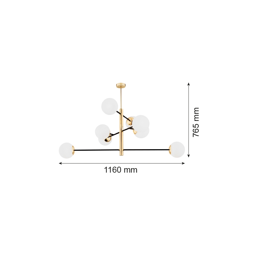 Argon 5041 - Lampadario su palo CAMERON 8xE27/15W/230V ottone/nero