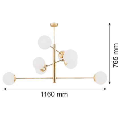 Argon 5043 - Lampadario a palo CAMERON 8xE27/15W/230V ottone