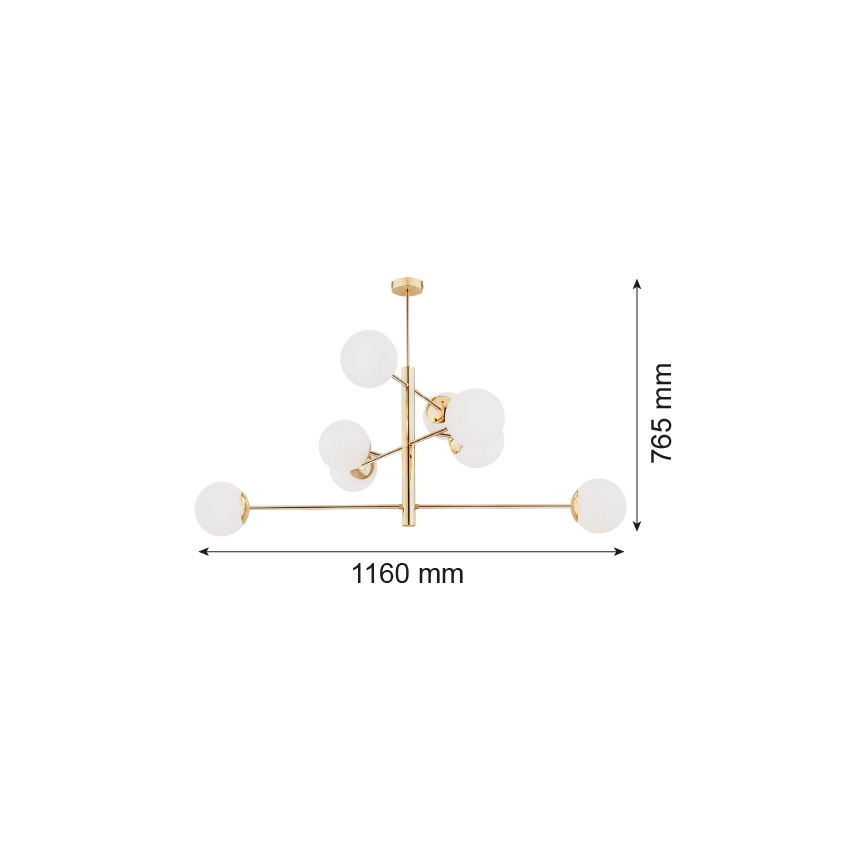 Argon 5043 - Lampadario a palo CAMERON 8xE27/15W/230V ottone