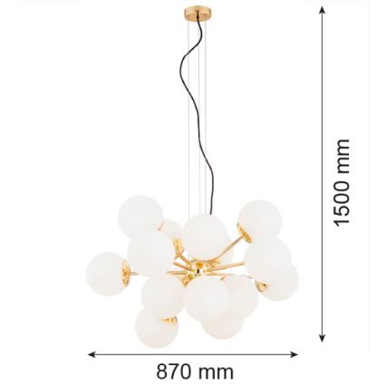 Argon 5048 - Lampadario a sospensione con filo SATELITE PLUS 15xE27/15W/230V oro