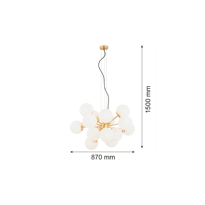 Argon 5048 - Lampadario a sospensione con filo SATELITE PLUS 15xE27/15W/230V oro