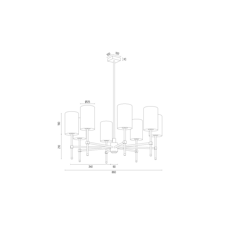 Argon 5051 - Lampadario su palo ABRUZZO 8xE14/15W/230V ottone/bianco