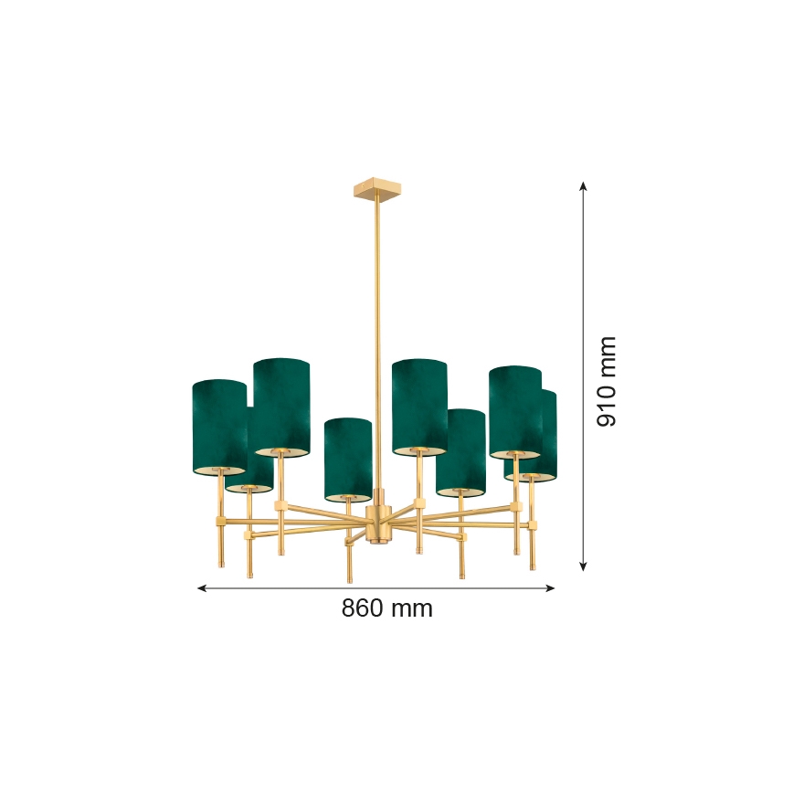 Argon 5055 - Lampadario on a pole ABRUZZO 8xE14/7W/230V ottone/verde