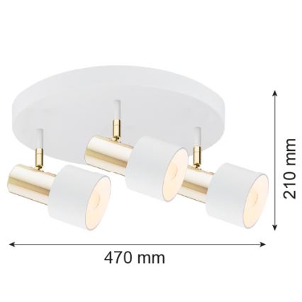 Argon 6008 - Faretto DORIA 3xE27/15W/230V bianco/ottone