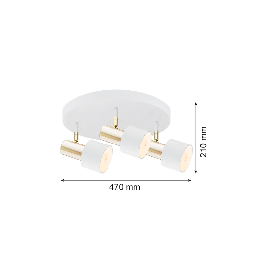 Argon 6008 - Faretto DORIA 3xE27/15W/230V bianco/ottone