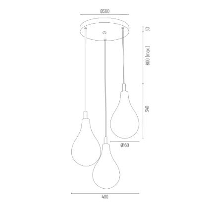 Argon 6105 - Lampadario su filo OAKLAND 3xG9/6W/230V nero