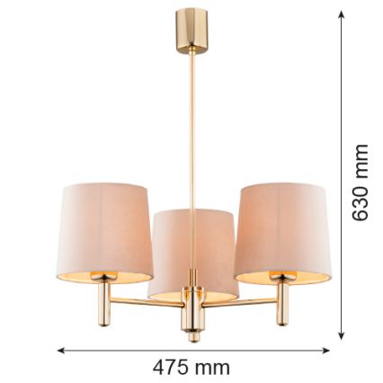 Argon 6109 - Lampadario su palo PONTE 3xE27/15W/230V beige