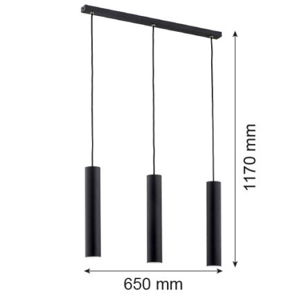 Argon 6112 - Lampadario su filo GOMERA 3xGU10/5W/230V nero