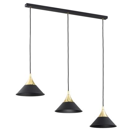 Argon 6140 - Lampadario a sospensione con filo MASSETO 3xE27/15W/230V nero/oro