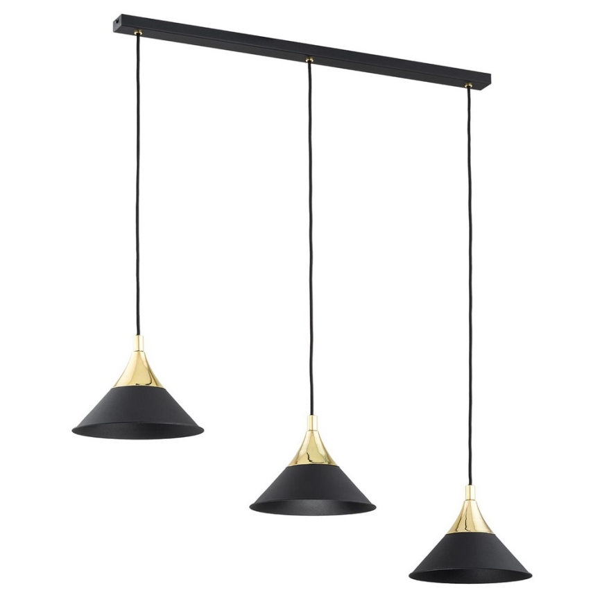 Argon 6140 - Lampadario a sospensione con filo MASSETO 3xE27/15W/230V nero/oro
