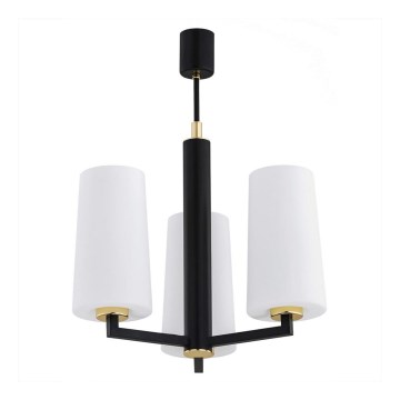 Argon 6143 - Lampadario su palo CAMELOT PLUS 3xE27/15W/230V nero/bianco/oro