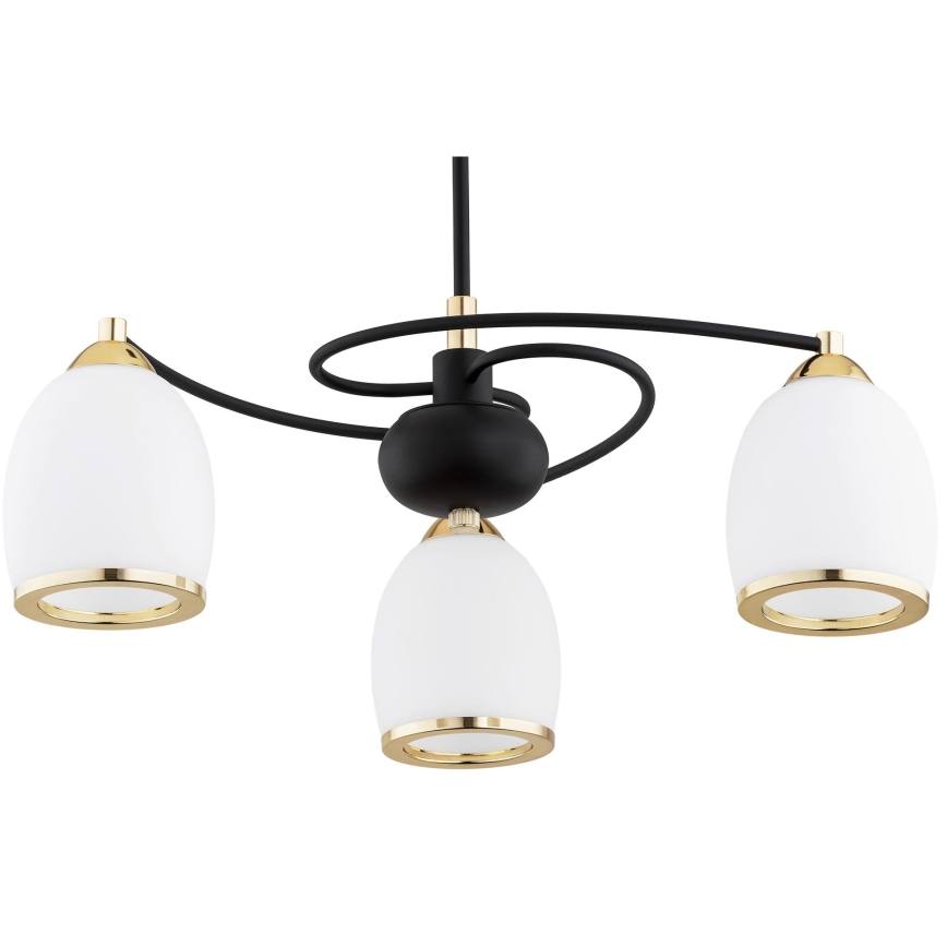 Argon 6144 - Lampadario su palo AVILA PLUS 3xE27/15W/230V nero/oro/bianco