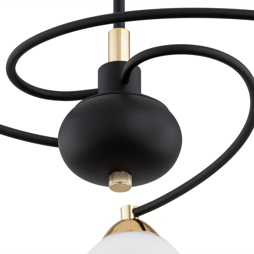 Argon 6144 - Lampadario su palo AVILA PLUS 3xE27/15W/230V nero/oro/bianco
