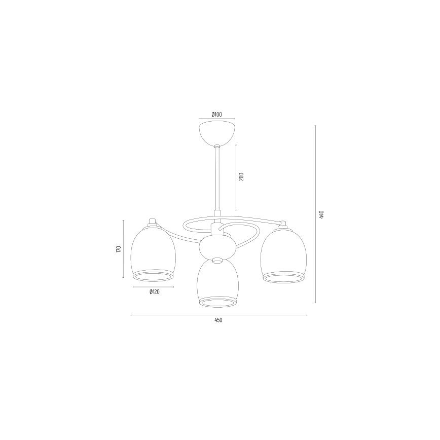 Argon 6144 - Lampadario su palo AVILA PLUS 3xE27/15W/230V nero/oro/bianco