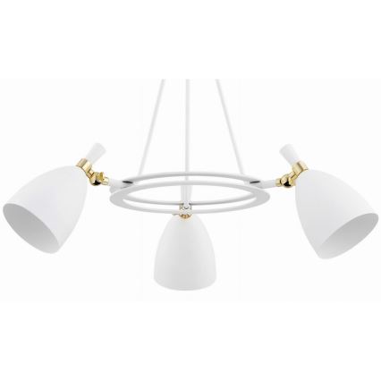 Argon 6148 - Lampadario su palo CHARLOTTE 3xE27/15W/230V bianco/oro