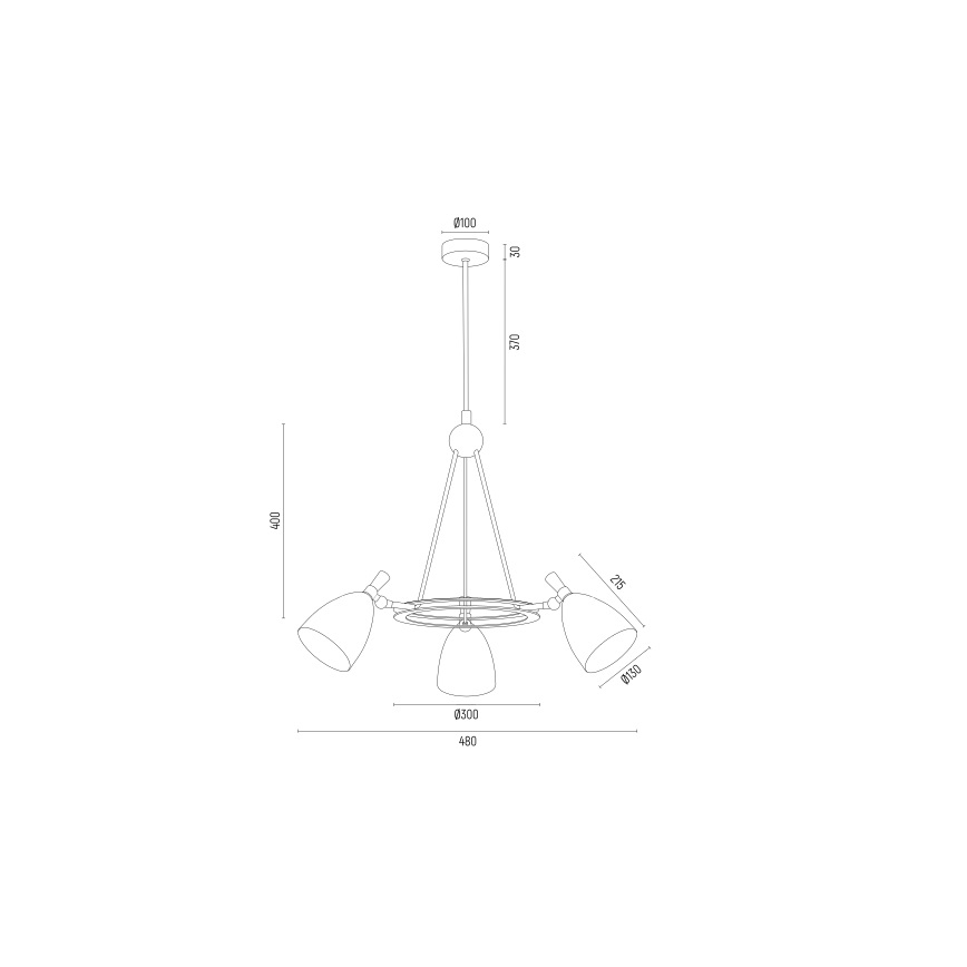 Argon 6149 - Lampadario su palo CHARLOTTE 3xE27/15W/230V nero/oro