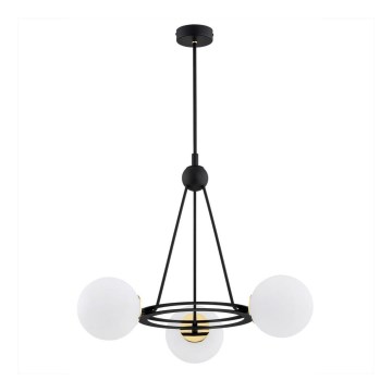 Argon 6150 - Lampadario su palo AMALFI 3xE27/15W/230V nero/bianco