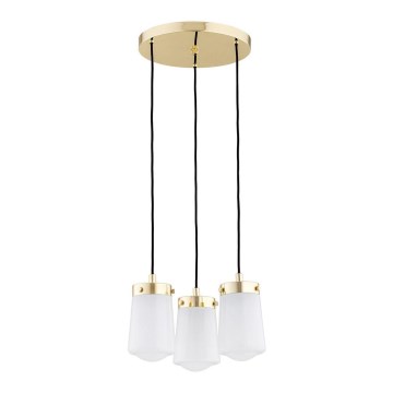 Argon 6164 - Lampadario a sospensione con filo PASADENA 3xE27/15W/230V oro/bianco