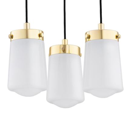 Argon 6164 - Lampadario a sospensione con filo PASADENA 3xE27/15W/230V oro/bianco