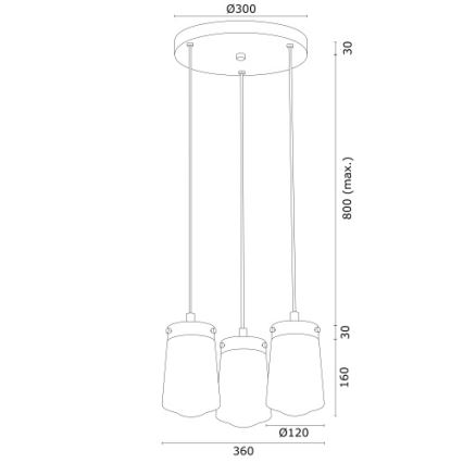 Argon 6164 - Lampadario a sospensione con filo PASADENA 3xE27/15W/230V oro/bianco