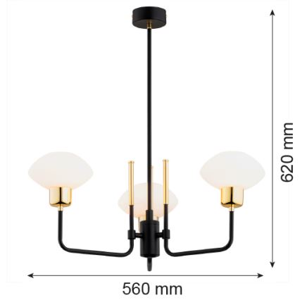 Argon 6166 - Lampadario su palo RAVELLO 3xE14/15W/230V nero/oro