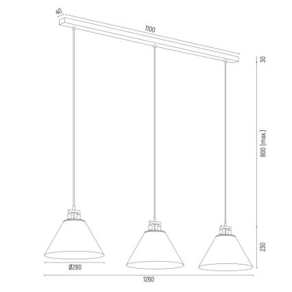 Argon 6173 - Lampadario a sospensione con filo ORTE 3xE27/15W/230V bianco